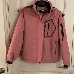 Suokeni Women's S Waterproof Ski Jacket Warm Removable Hood Pink jacket. NWOT